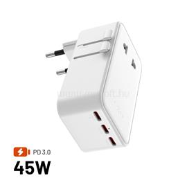 FIXED Ultravékony utazóadapter 45W EU, UK, USA/AUS 3xUSB-C PD 45W (fehér) FIXCT45-3C1A-WH small