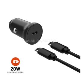FIXED USB-C 12/24V-os autós töltő, 20W, PD3.0, 1 m USB-C kábellel, fekete FIXCC20N-CC-BK small