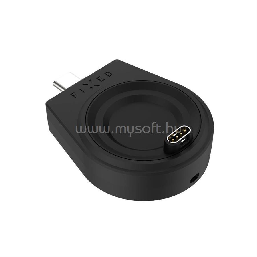FIXED USB-C töltőadapter Garmin Fenix ??5/6/7/7X/8, Epix, Venu 2/3/3S, Vívoactive 3/4/5 készülékekhez, fekete
