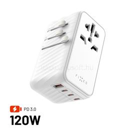 FIXED Voyager utazó adapter 3xUSB-C/1xUSB GaN 120W (fehér) FIXCT120-3C1A-WH small