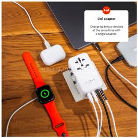 FIXED Voyager utazó adapter 3xUSB-C/1xUSB GaN 120W (fehér) FIXCT120-3C1A-WH small