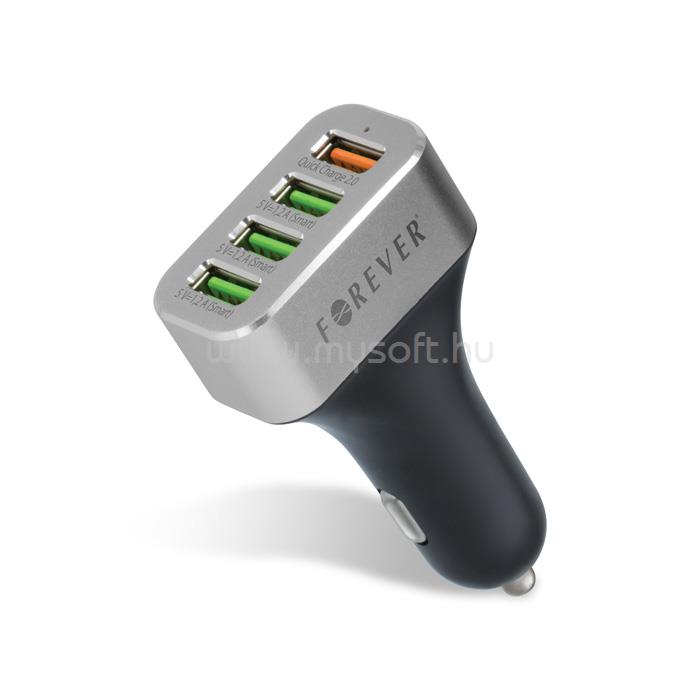FOREVER Autós gyorstöltő 4x USB, 30 W, fekete