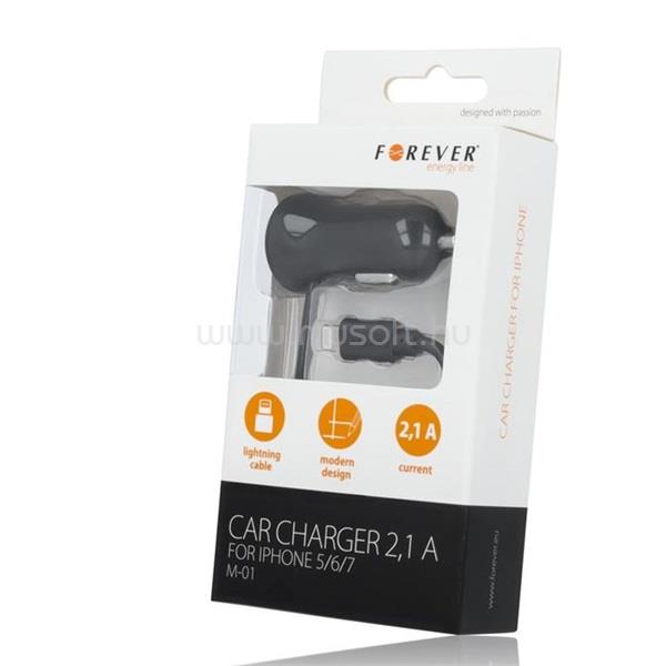 FOREVER iPhone 8-PIN 2,1A autós töltő