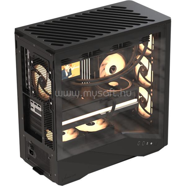 FORMULA Számítógépház - Air Power G9 Duo PA Black (fekete, ablakos, 4x12cm venti, EATX, 2xUSB3.0, 1xType-C)