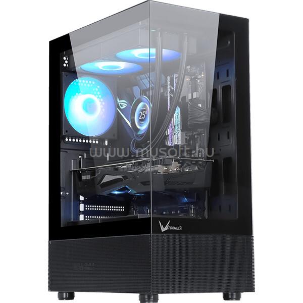FORMULA Számítógépház - Crystal Z1+ Black ARGB (fekete, ablakos, ATX, 3x12cm venti, 1xUSB3.0, 1xUSB2.0, 1xType-C)