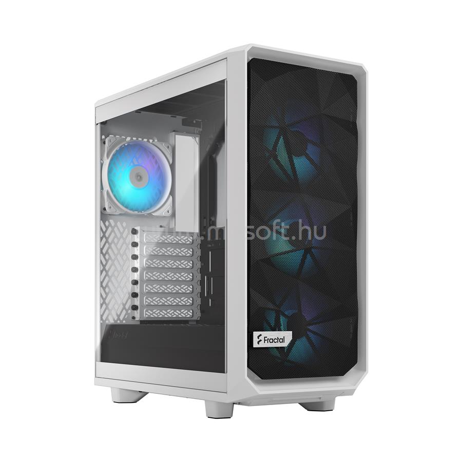 FRACTAL DESIGN Meshify 2 Compact RGB TG Clear Tint Fehér ablakos (Táp nélküli) ATX ház