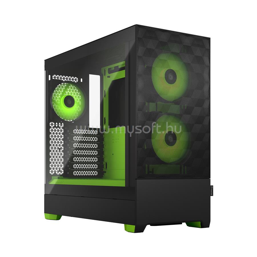 FRACTAL DESIGN Pop Air RGB Green Core Fekete (Táp nélküli) ablakos ATX ház