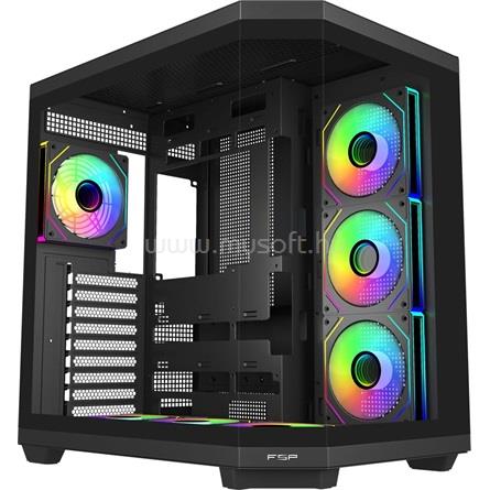 FSP U580 ARGB táp nélküli ablakos Mid Tower számítógépház fekete