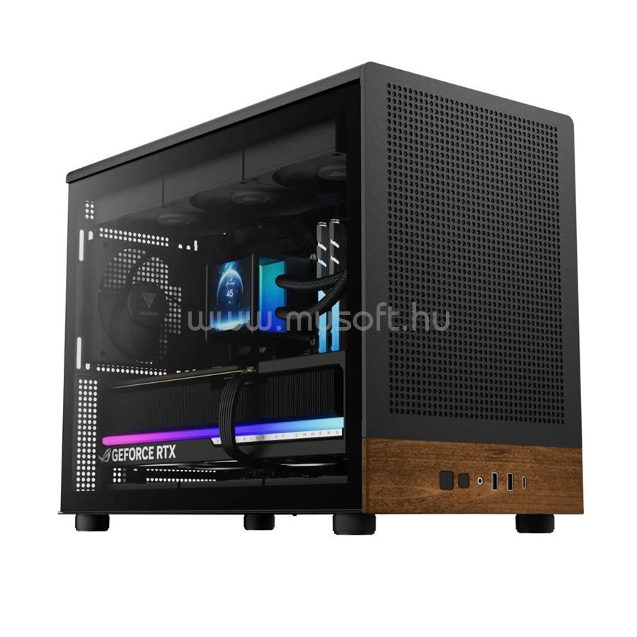 GAMDIAS Athena M4M Wood Tempered Glass Black/Wood