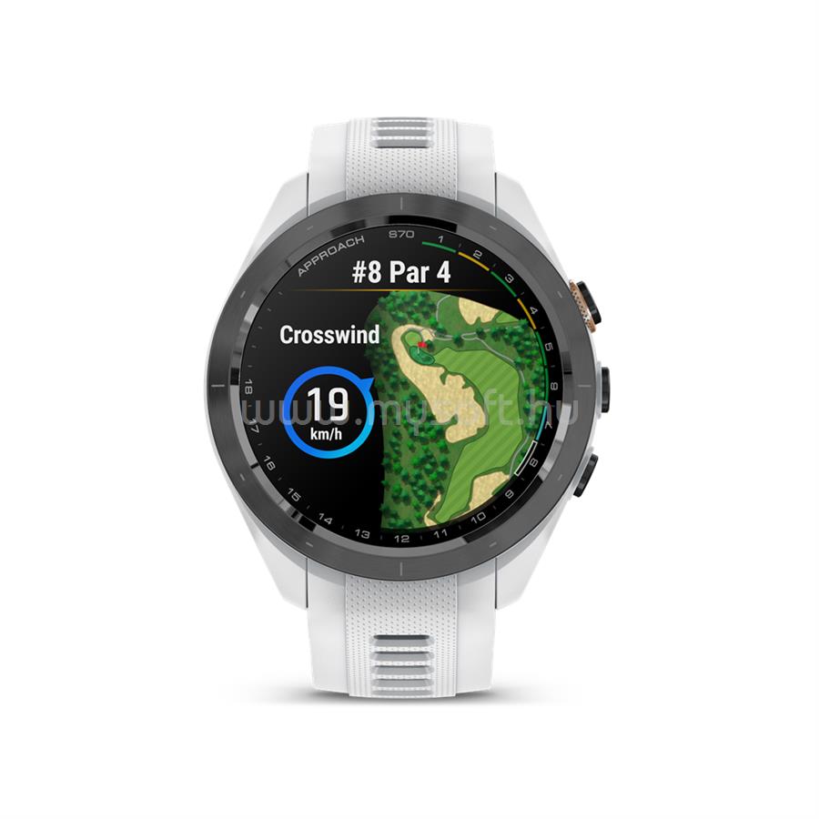 GARMIN Approach S70 42mm kerámia okosóra fehér szilikon szíjjal (fekete)