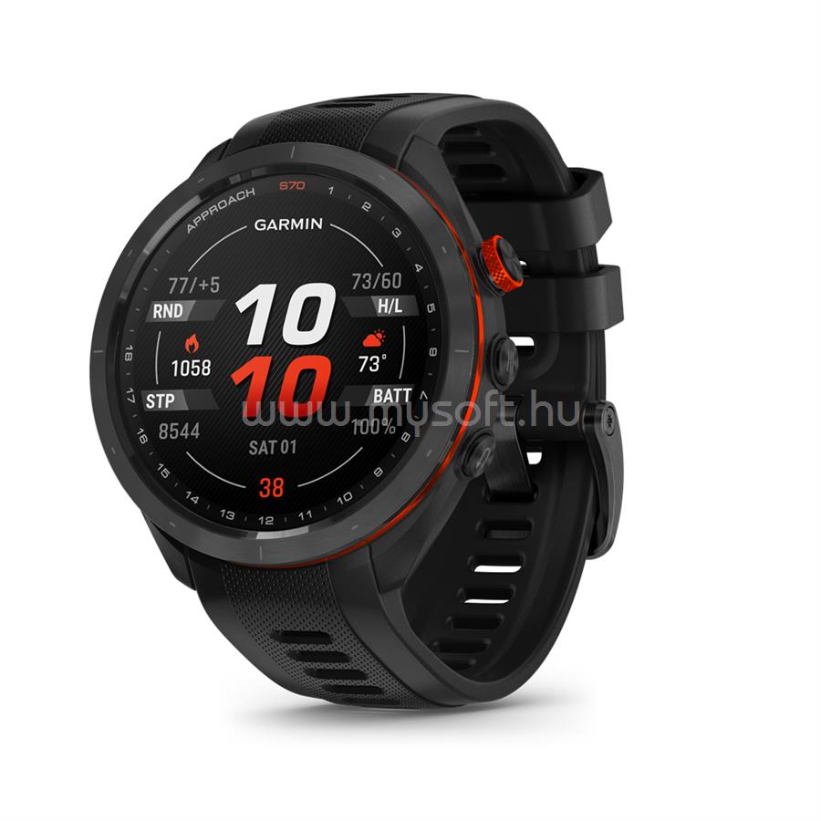 GARMIN Approach S70 47mm kerámia okosóra fekete szilikon szíjjal (fekete)