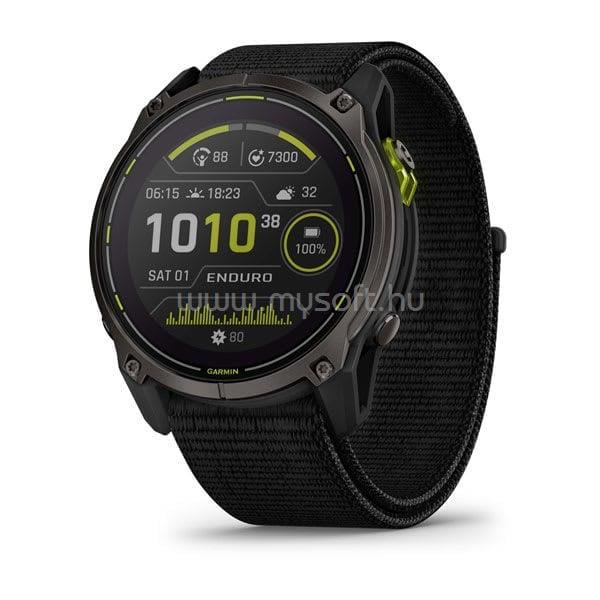 GARMIN Enduro 3 51mm SOLAR Sapphire okosóra DLC Titánium fekete UltraFit nejlon szíjjal ED XD (karbonszürke)