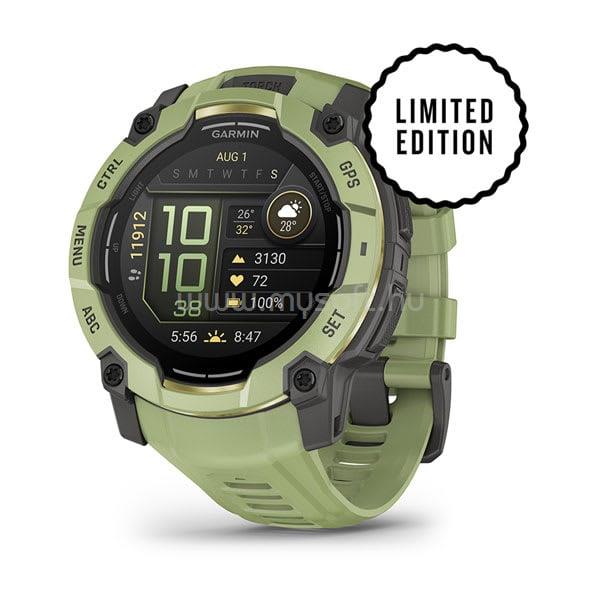 GARMIN Instinct 3 - 50 mm, AMOLED páfrányzöld, szilikon szíjjal