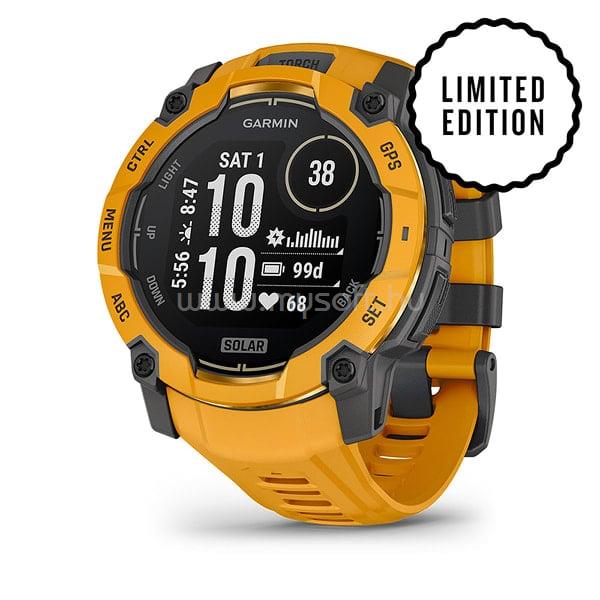 GARMIN Instinct 3 - 50 mm, Solar napsárga, sárga/szürke szilikon szíjjal