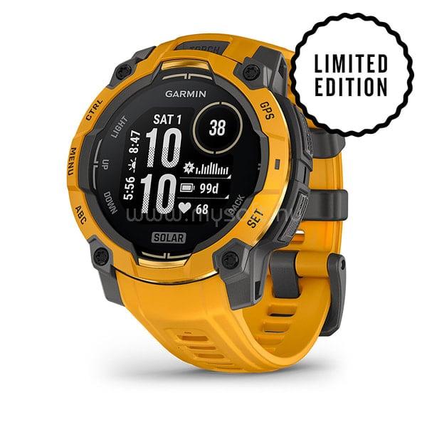 GARMIN Instinct 3 45 mm Solar okosóra sárga/szürke szilikon szíjjal (napsárga)