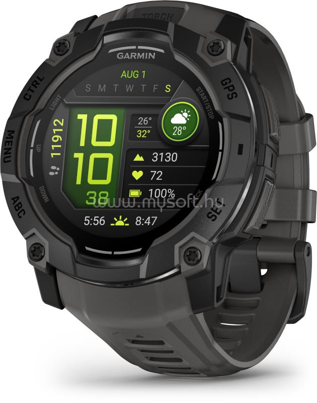 GARMIN Instinct 3 50mm AMOLED okosóra sötétszürke szíjjal (fekete)