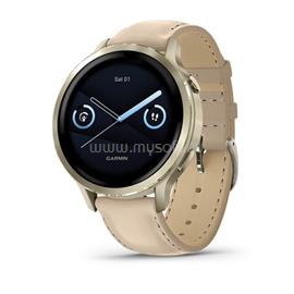 GARMIN Venu 4 - 41 mm, Lunar Gold, csontszínű szilikon- és homokszínű bőrszíjjal (ED XD) 010-03013-03 small