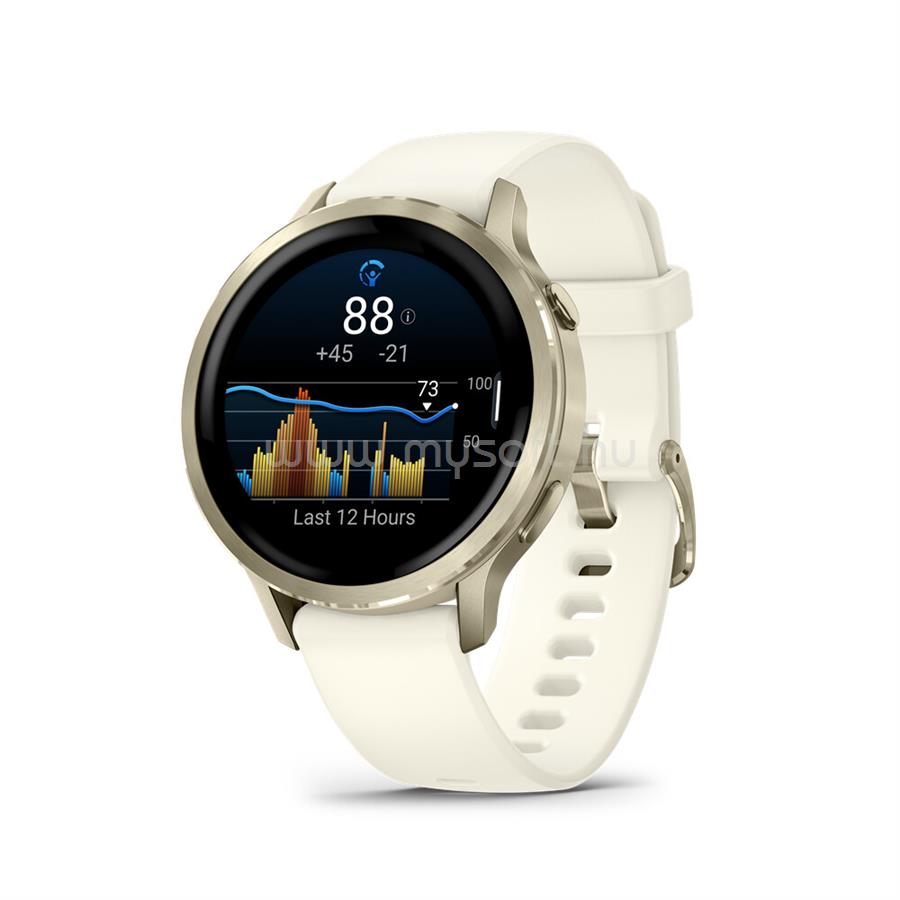 GARMIN Venu 4 41 mm okosóra csontszínű szilikon szíjjal (arany)