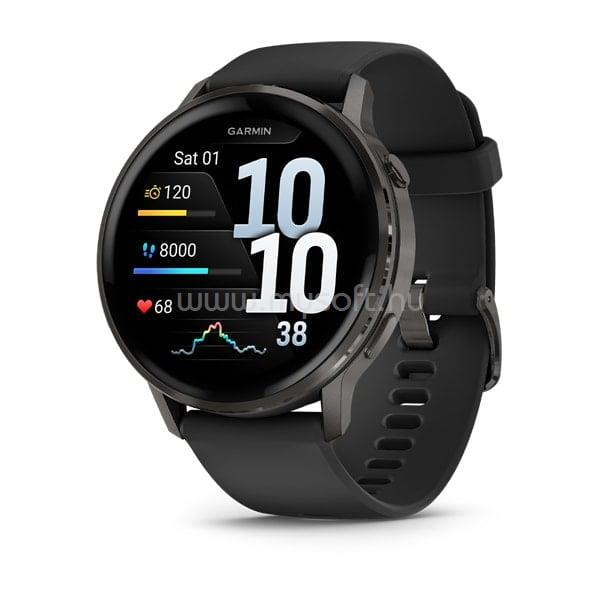 GARMIN Venu 4 45 mm okosóra fekete szilikon szíjjal (sötétszürke)