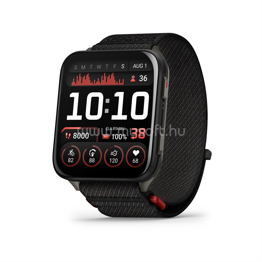 GARMIN Venu X1 Titanium okosóra  ComfortFit nylon szíjjal (fekete)