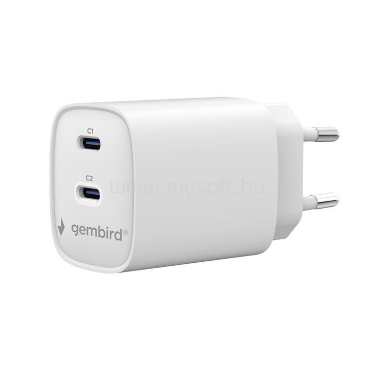 GEMBIRD 2-port 45W USB fast charger White