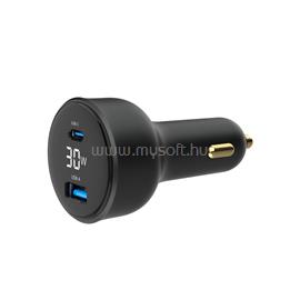 GEMBIRD 2-Port USB Car Fast Charger Type-C PD LCD 30W Black TA-UC-AC2PD30LCD-CAR-01 small