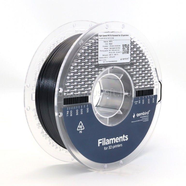 GEMBIRD 3DP-PETG1.75HY-01-BK High Speed PETG filament Black 1,75mm 1kg