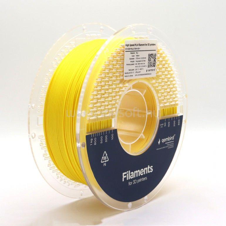 GEMBIRD 3DP-PLA1.75HY-01-Y High Speed PLA filament Yellow 1,75mm 1kg