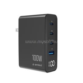 GEMBIRD 4-port 100W GaN USB fast charger LCD Black TA-UC-1A3C-PD100-01-BK small