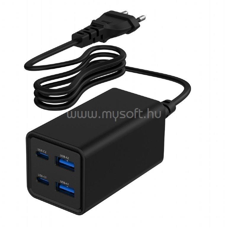 GEMBIRD 4-port 65 W GaN USB PowerDelivery fast charger Black