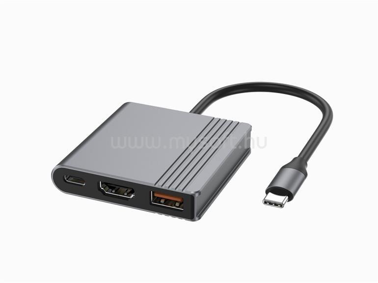 GEMBIRD A-CM-COMBO3-05 USB Type-C 3-in-1 Multi-Port Adapter Space Grey