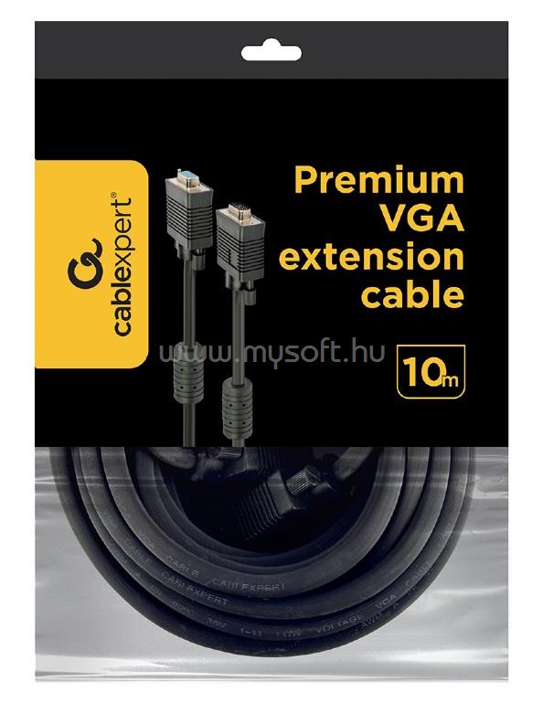 GEMBIRD CC-PPVGAX-10-B kettős árnyékolású VGA hosszabbító kábel ferritmaggal 10m (fekete)