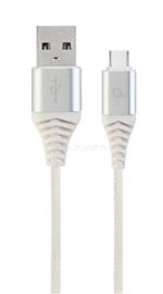 GEMBIRD CC-USB2B-AMCM-2M-BW2 Premium cotton braided Type-C USB charging and data cable 2m silver/white CC-USB2B-AMCM-2M-BW2 small