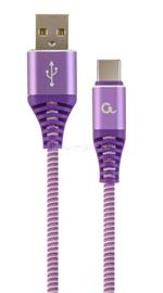GEMBIRD CC-USB2B-AMCM-2M-PW Premium cotton braided Type-C USB charging and data cable 2m purple/white CC-USB2B-AMCM-2M-PW small