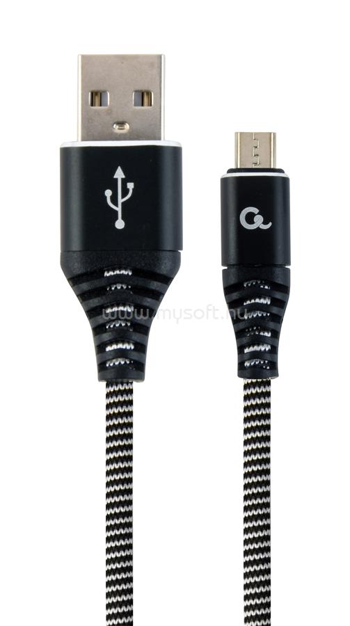 GEMBIRD CC-USB2B-AMmBM-2M-BW Premium cotton braided Micro-USB charging and data cable 2m black/white