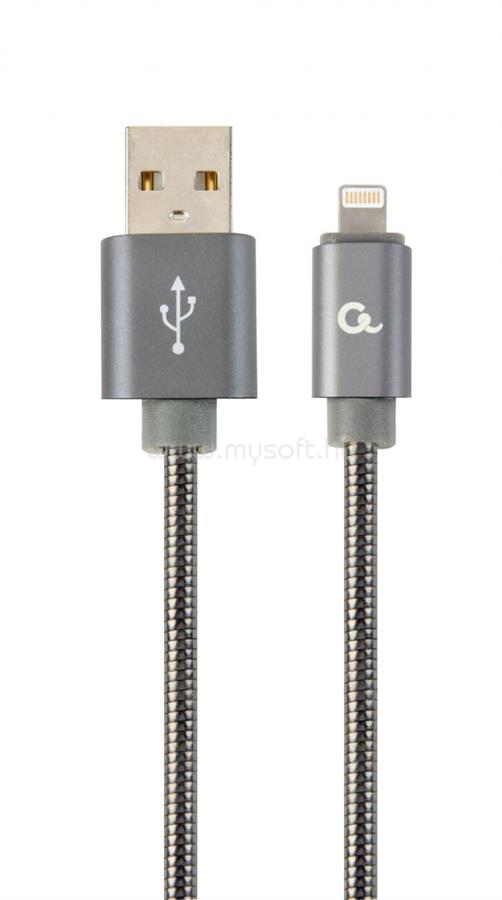 GEMBIRD CC-USB2S-AMLM-1M-BG Premium spiral metal Lightning - USB charging and data cable 1m metallic-grey