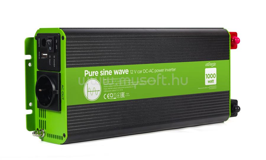GEMBIRD Energenie 12V Pure sine Wave Car DC-AC Power Inverter 1000W