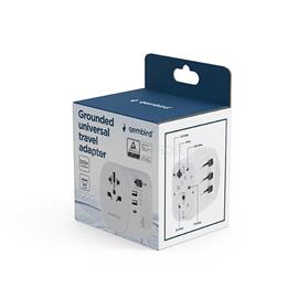 GEMBIRD Grounded universal travel power adapter 15W White TPA-EU2A1C15-01-W small