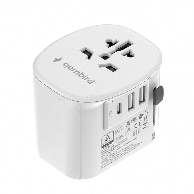 GEMBIRD Grounded universal travel power adapter 15W White