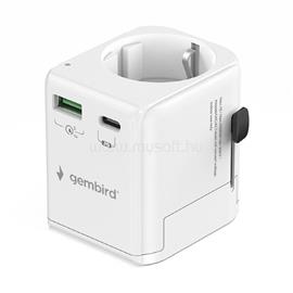 GEMBIRD Grounded universal travel power adapter 20W White TPA-EU1A1C20-01-W small