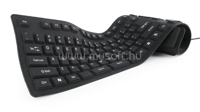 GEMBIRD KB-109F-B szilikon vezetékes billentyűzet amerikai angol lokalizáció (fekete)