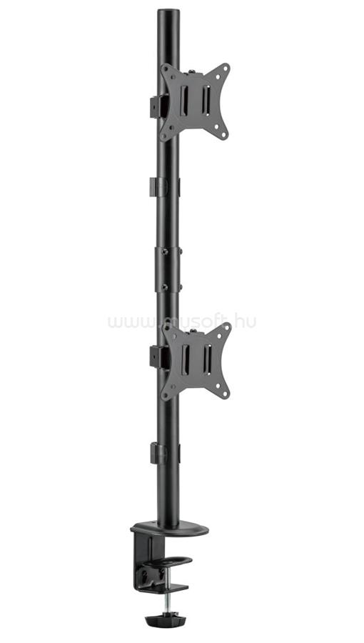 GEMBIRD MA-D2-02 Adjustable 2-display vertical desk mount 17"-32" Black