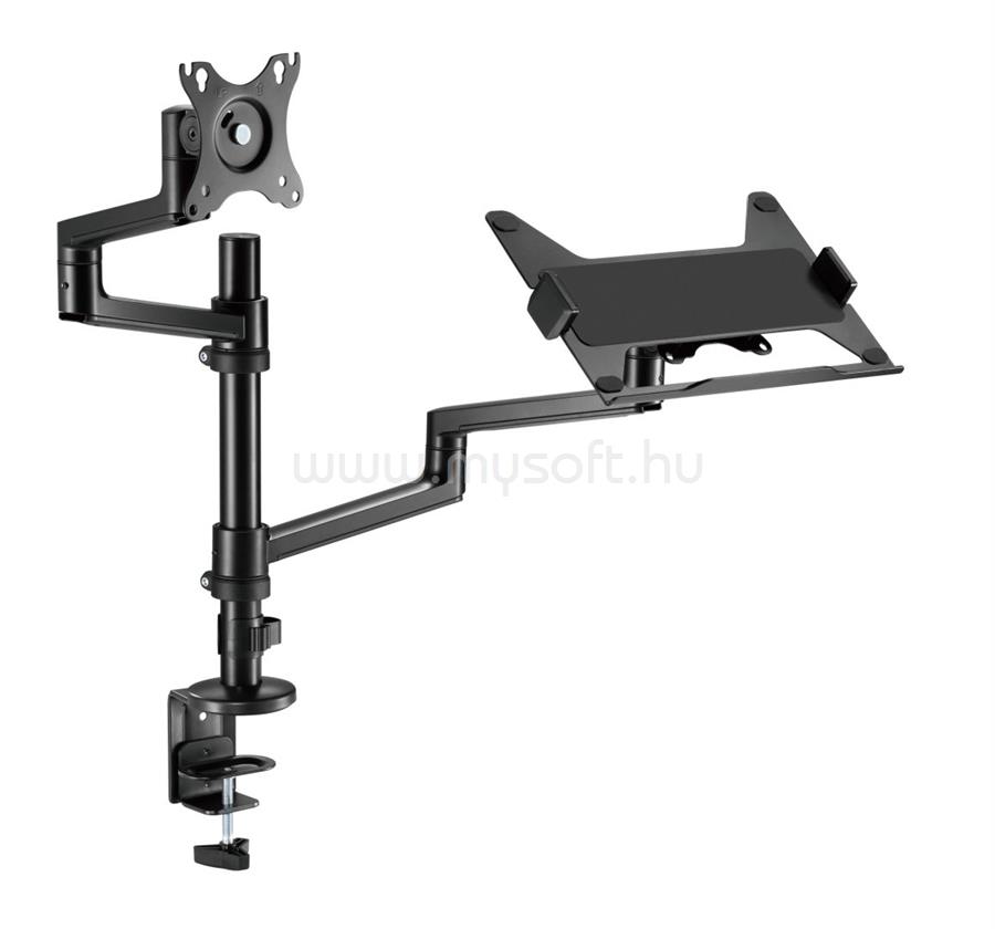 GEMBIRD MA-DA-04 Desk mounted adjustable monitor arm with notebook tray 17"-32" Black