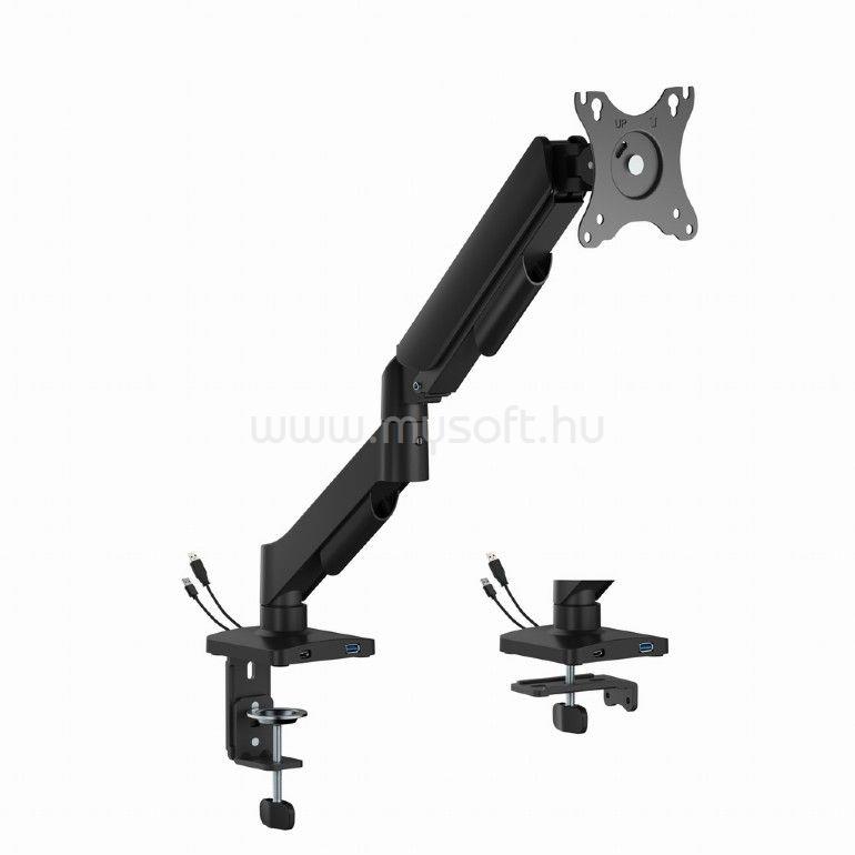 GEMBIRD MA-DA1U-01 Adjustable desk display mounting arm with USB ports 17"-32" Black