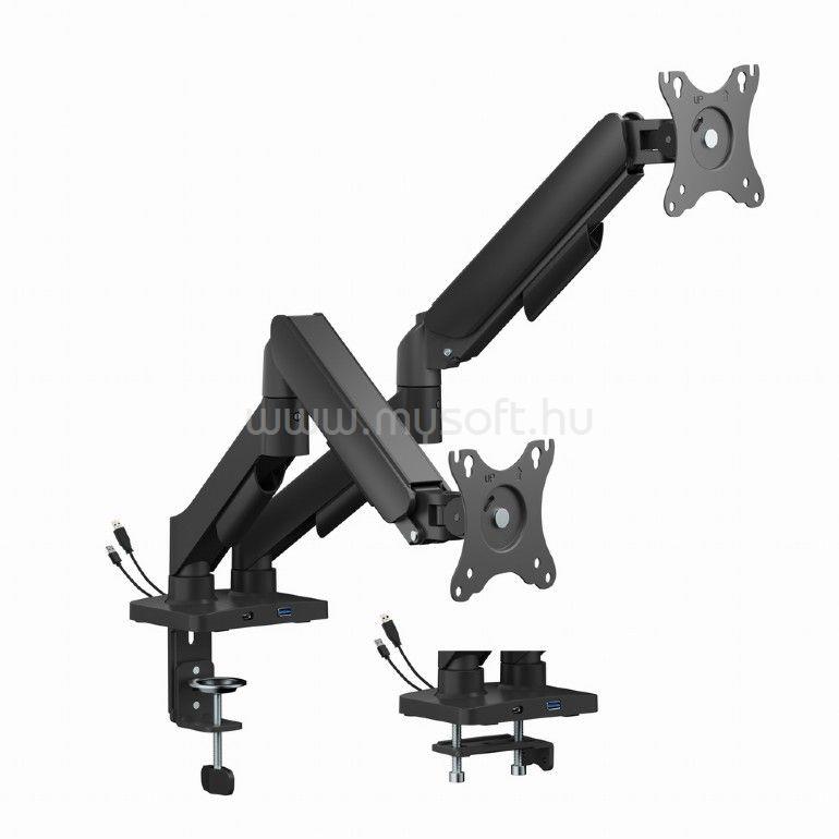 GEMBIRD MA-DA2U-01 2-Display Mounting Arm with USB ports 17"-32" Black
