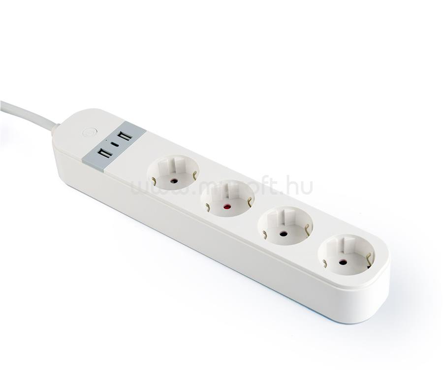 GEMBIRD Smart power strip with USB charger 4 sockets White