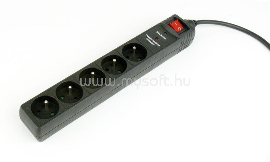 GEMBIRD SPF5-C-10 Túlfeszültségvédő Kapcsolóval 5DIN 3m Black
