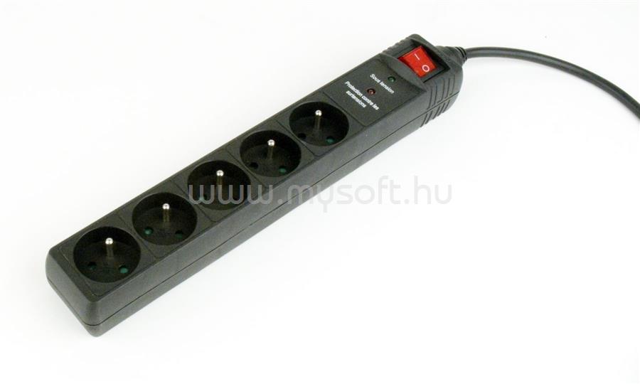 GEMBIRD SPF5-C-5 Túlfeszültségvédő Kapcsolóval 5DIN 1,5m Black