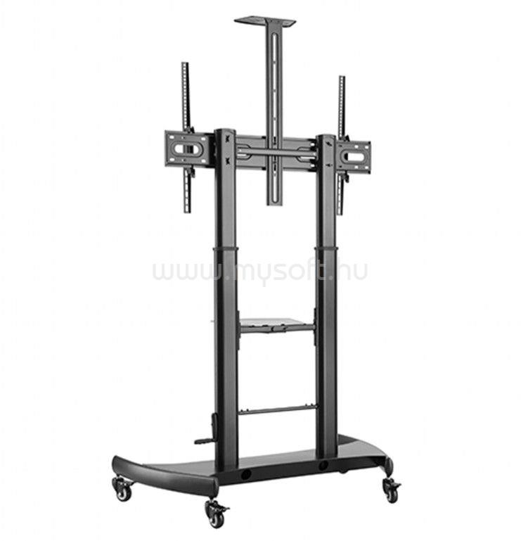 GEMBIRD TVS-100T-02 Height adjustable TV floor stand with caster wheels 60"-100" Black
