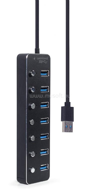 GEMBIRD UHB-U3P7P-01 USB3 HUB 7 Port+kapcsoló port